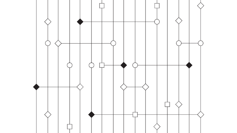 Black perpendicular lines and connecting dots